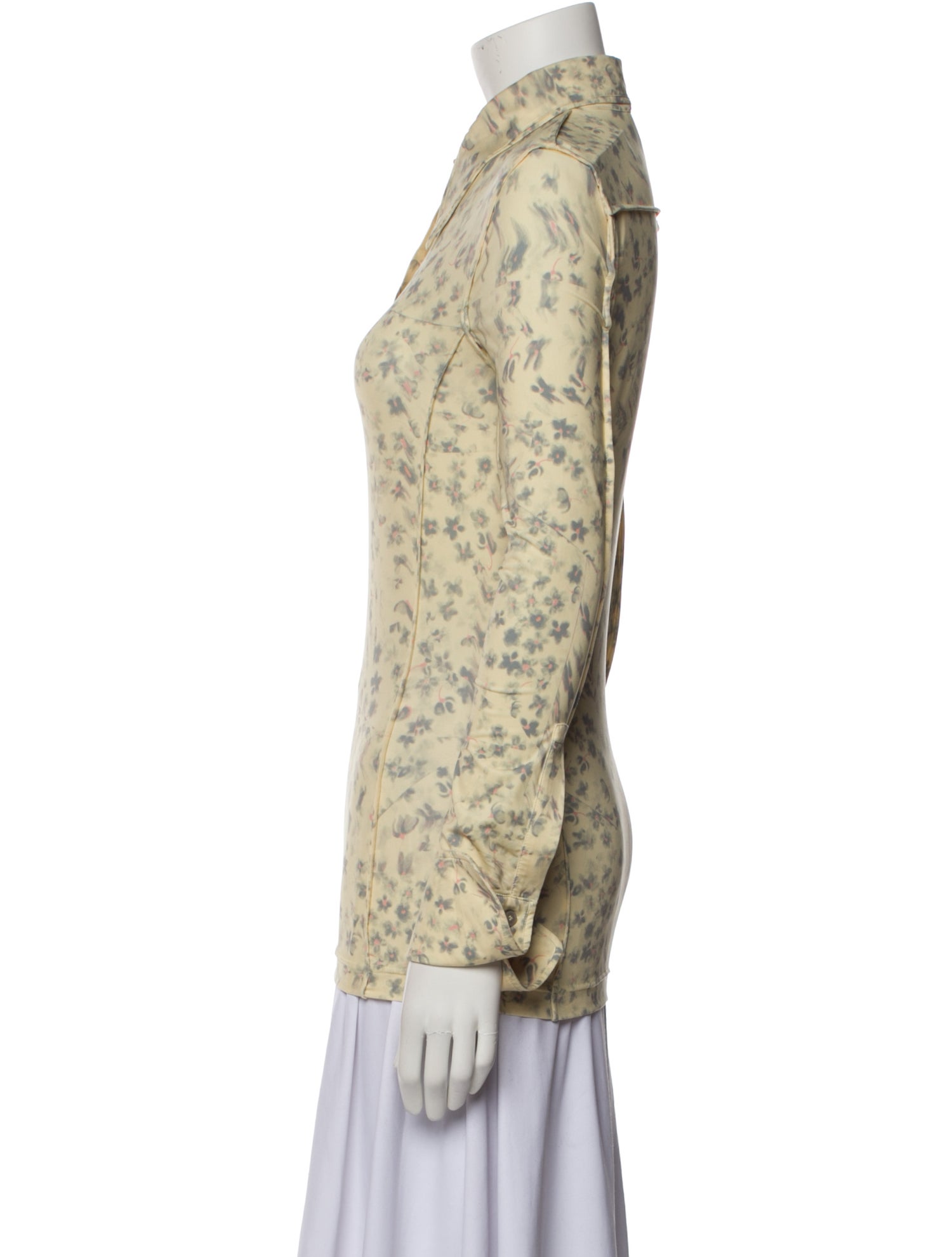 Acne Studios Floral Print Long Sleeve Button-Up Top