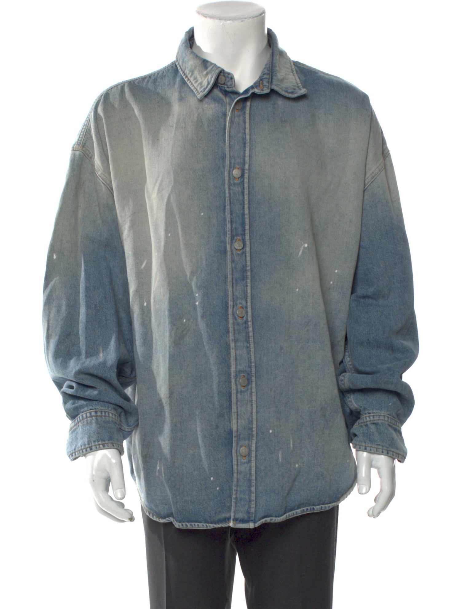 Acne Studios Tie-Dye Print Long Sleeve Denim Shirt