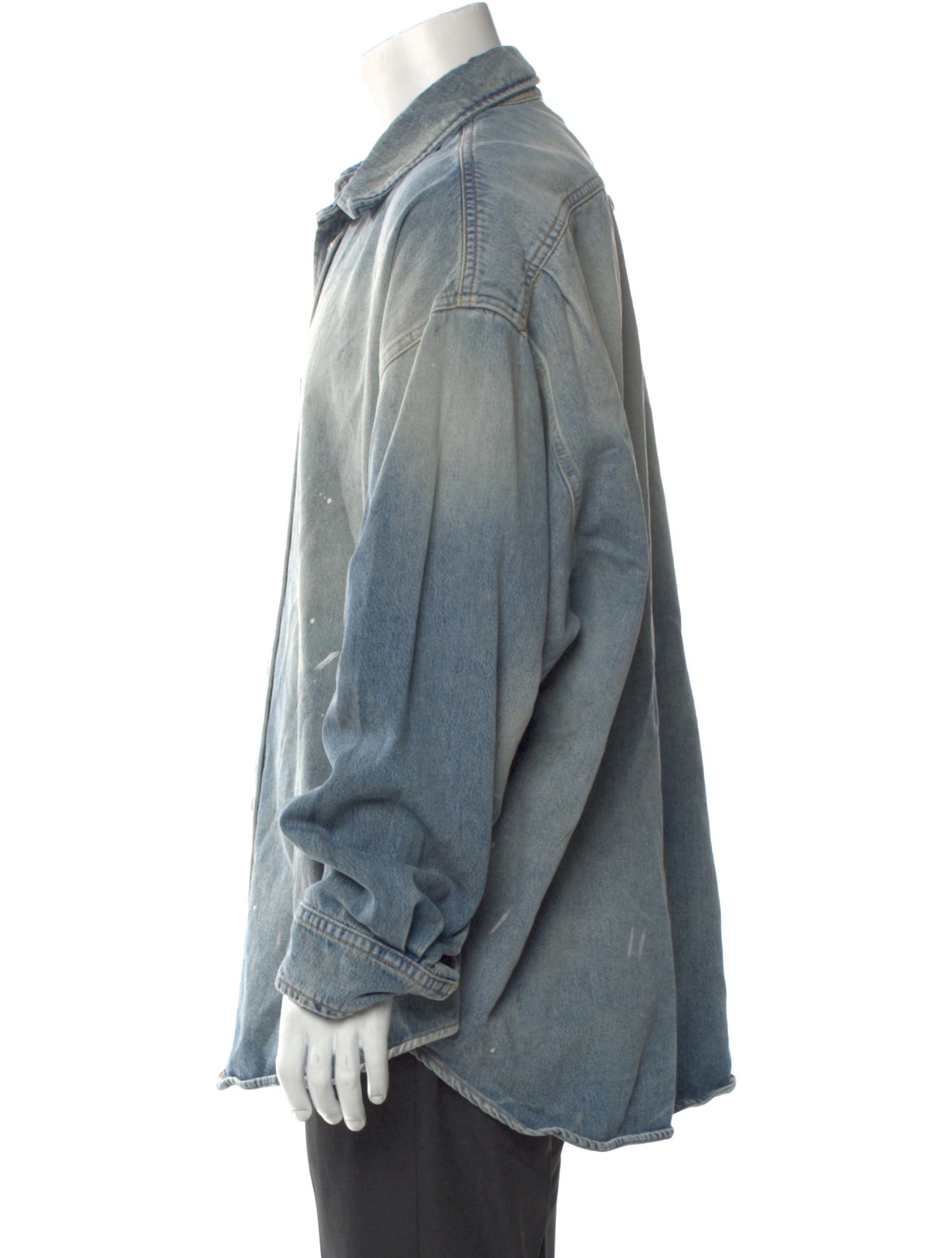 Acne Studios Tie-Dye Print Long Sleeve Denim Shirt