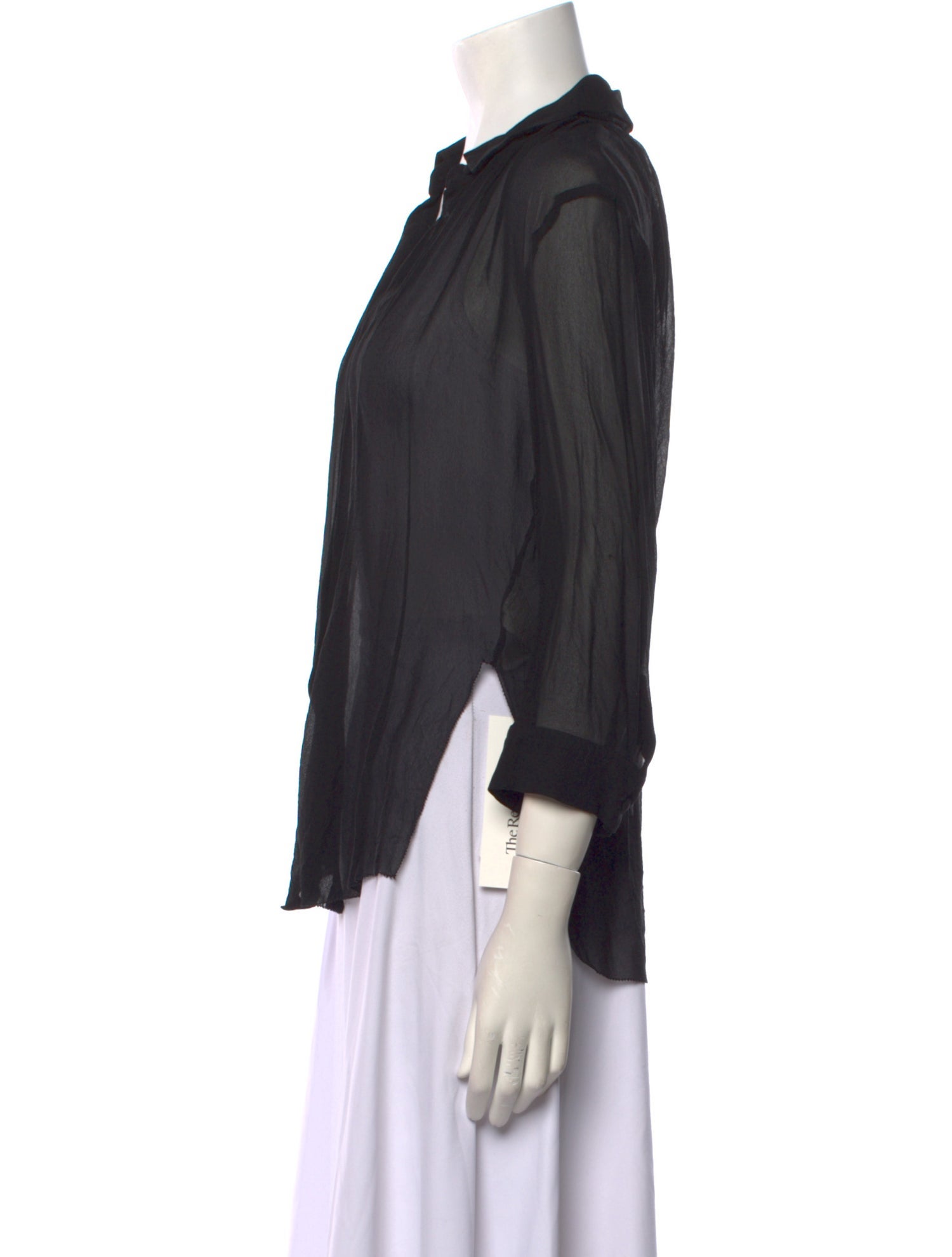 Acne Studios Silk Three-Quarter Sleeve Button-Up Top