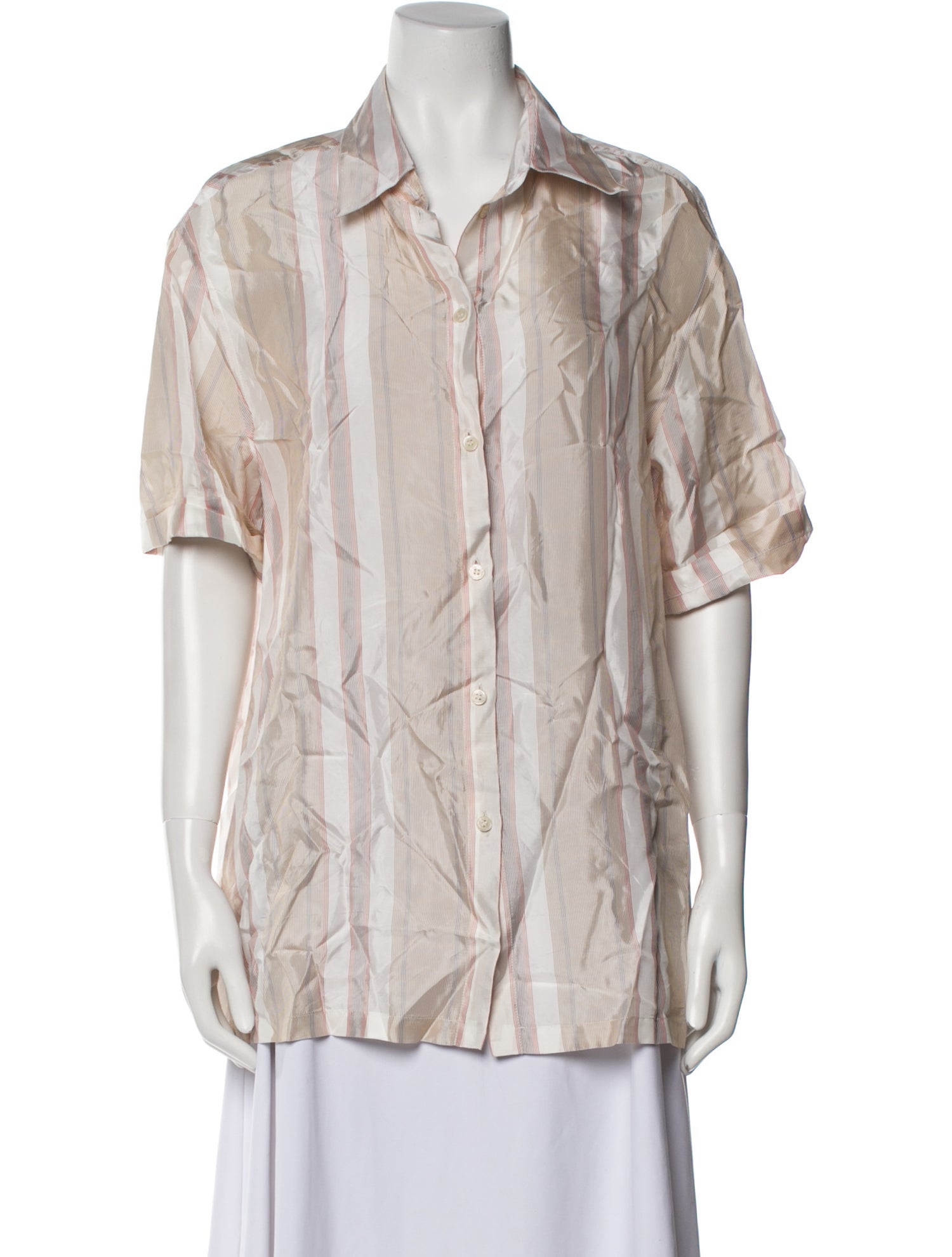 Acne Studios Striped Short Sleeve Button-Up Top