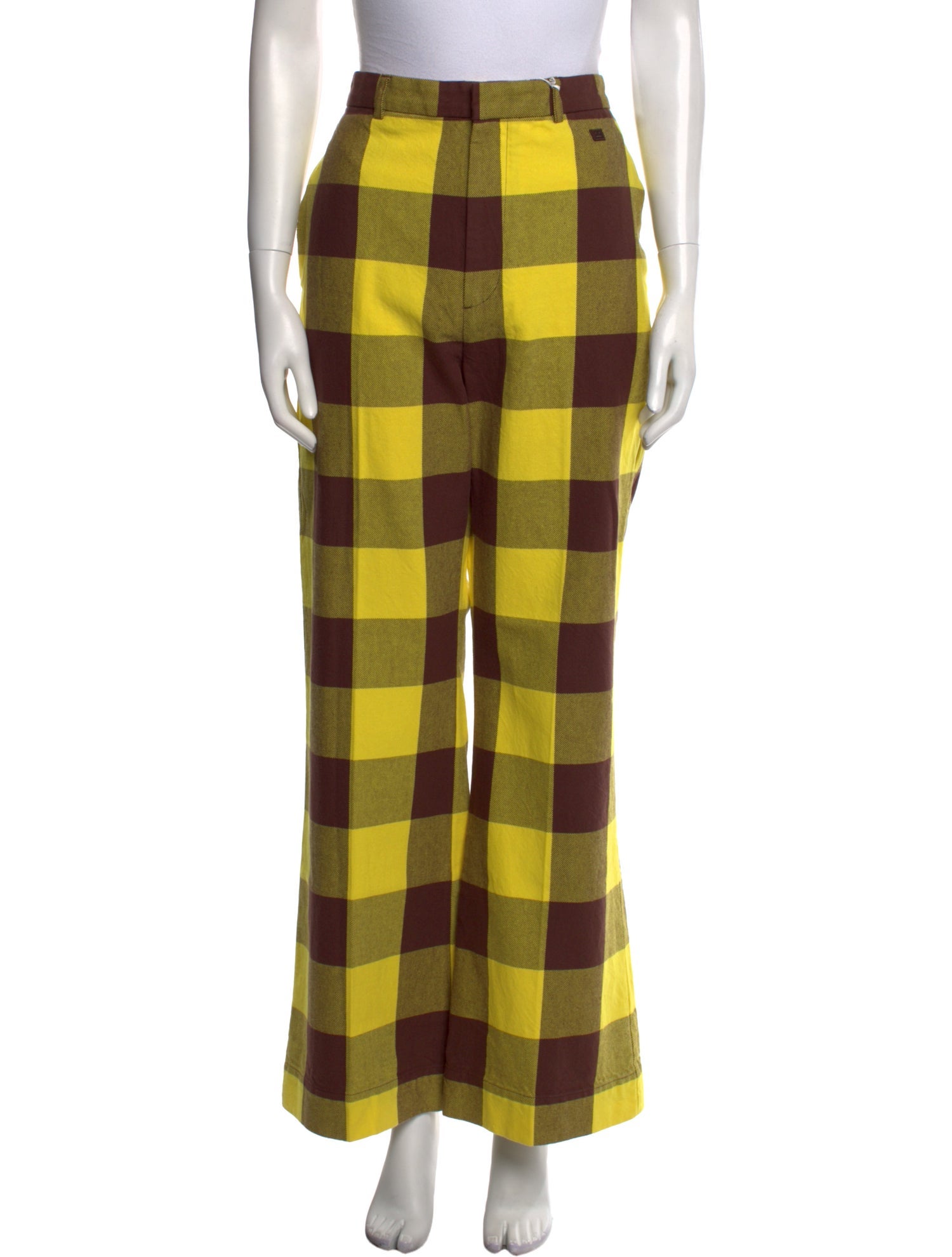 Acne Studios Plaid Print Wide Leg Pants