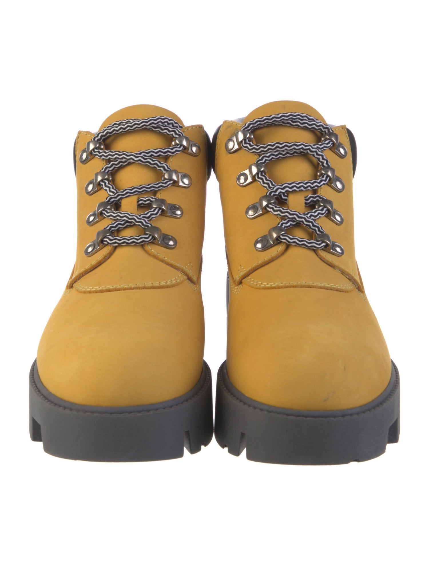 Acne Studios Leather Colorblock Pattern Lace-Up Boots