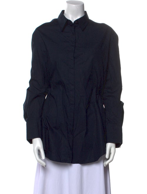 Acne Studios Mock Neck Long Sleeve Button-Up Top