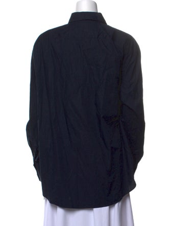 Acne Studios Mock Neck Long Sleeve Button-Up Top