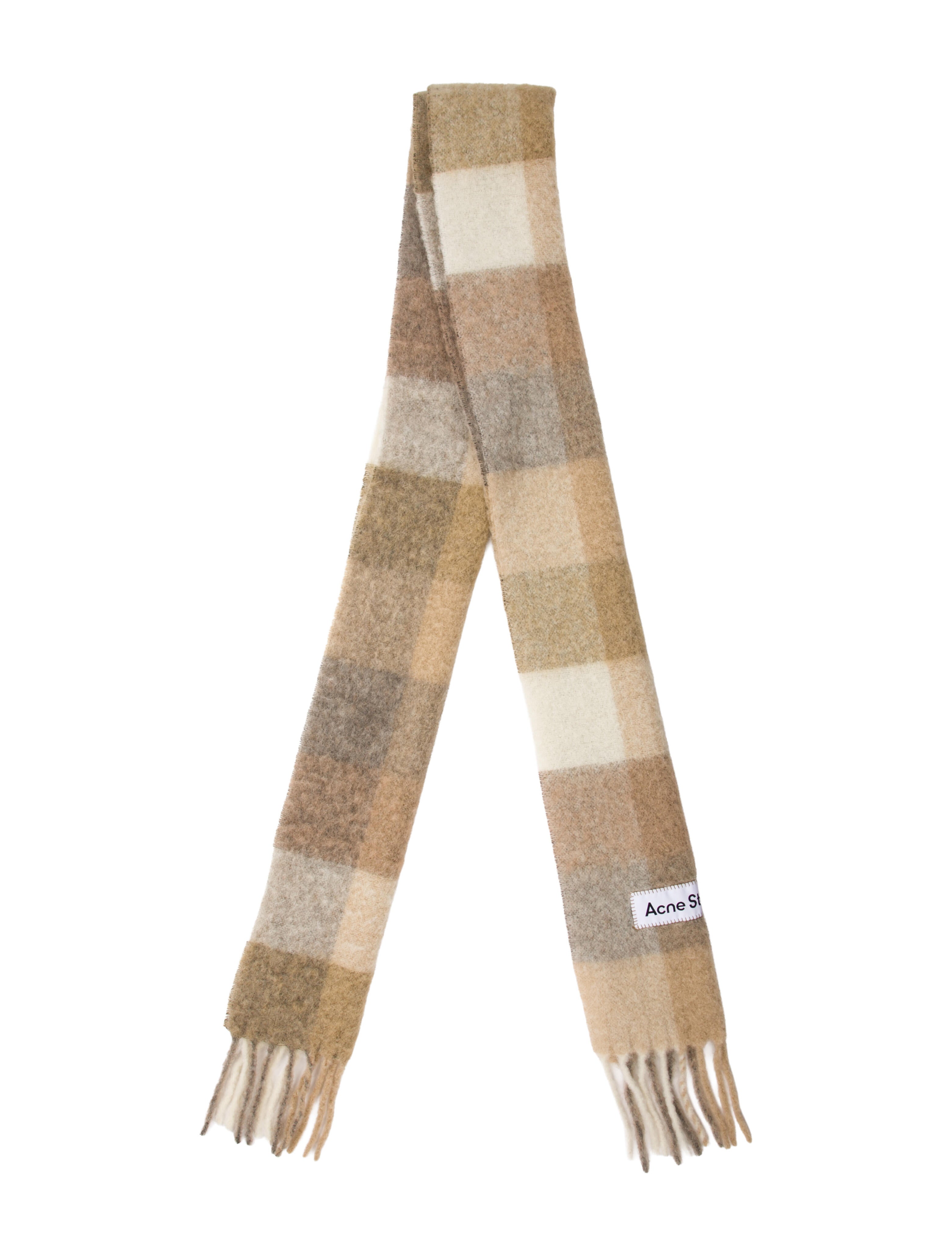 Acne Studios Alpaca Plaid Print Scarf