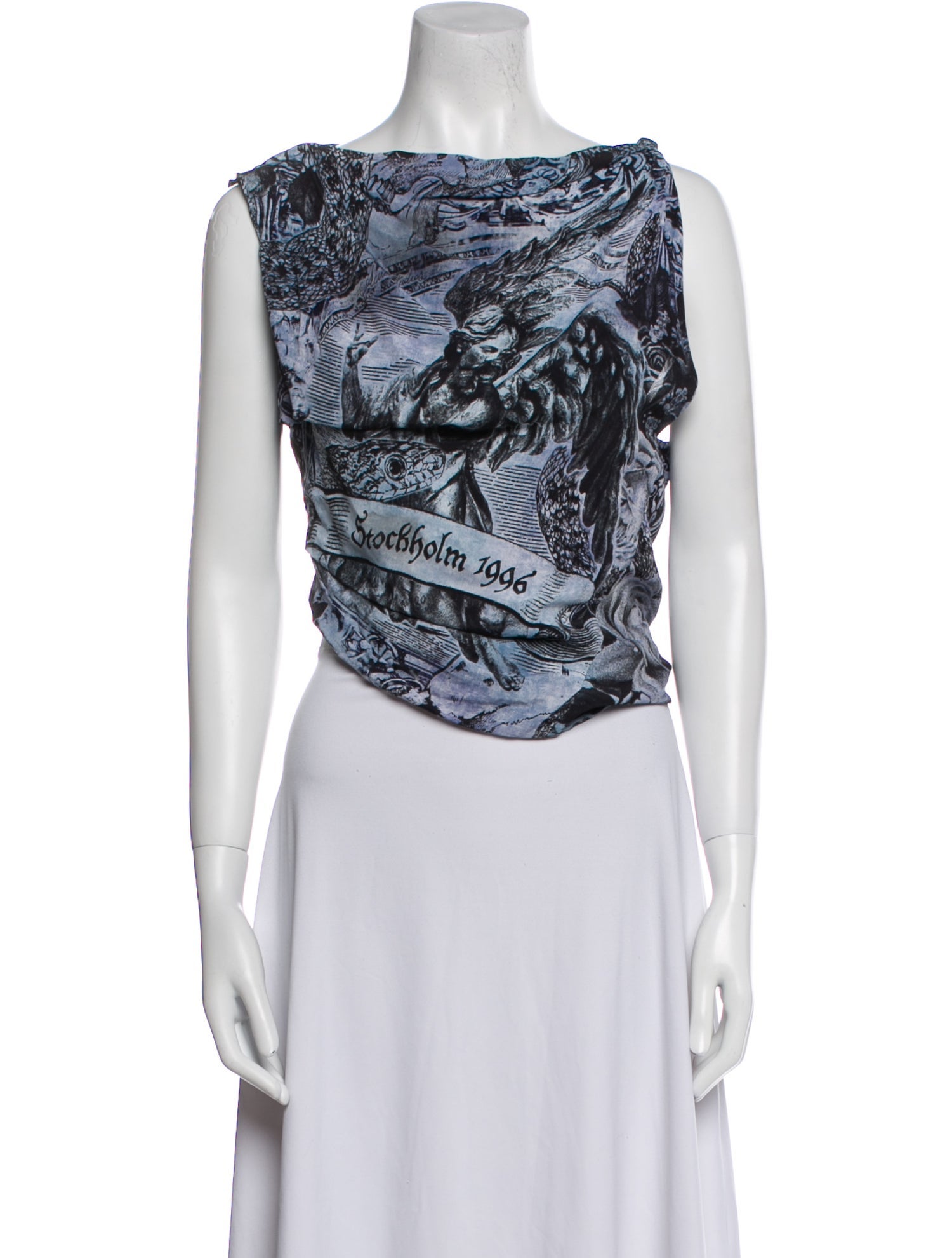 Acne Studios Printed Bateau Neckline Crop Top