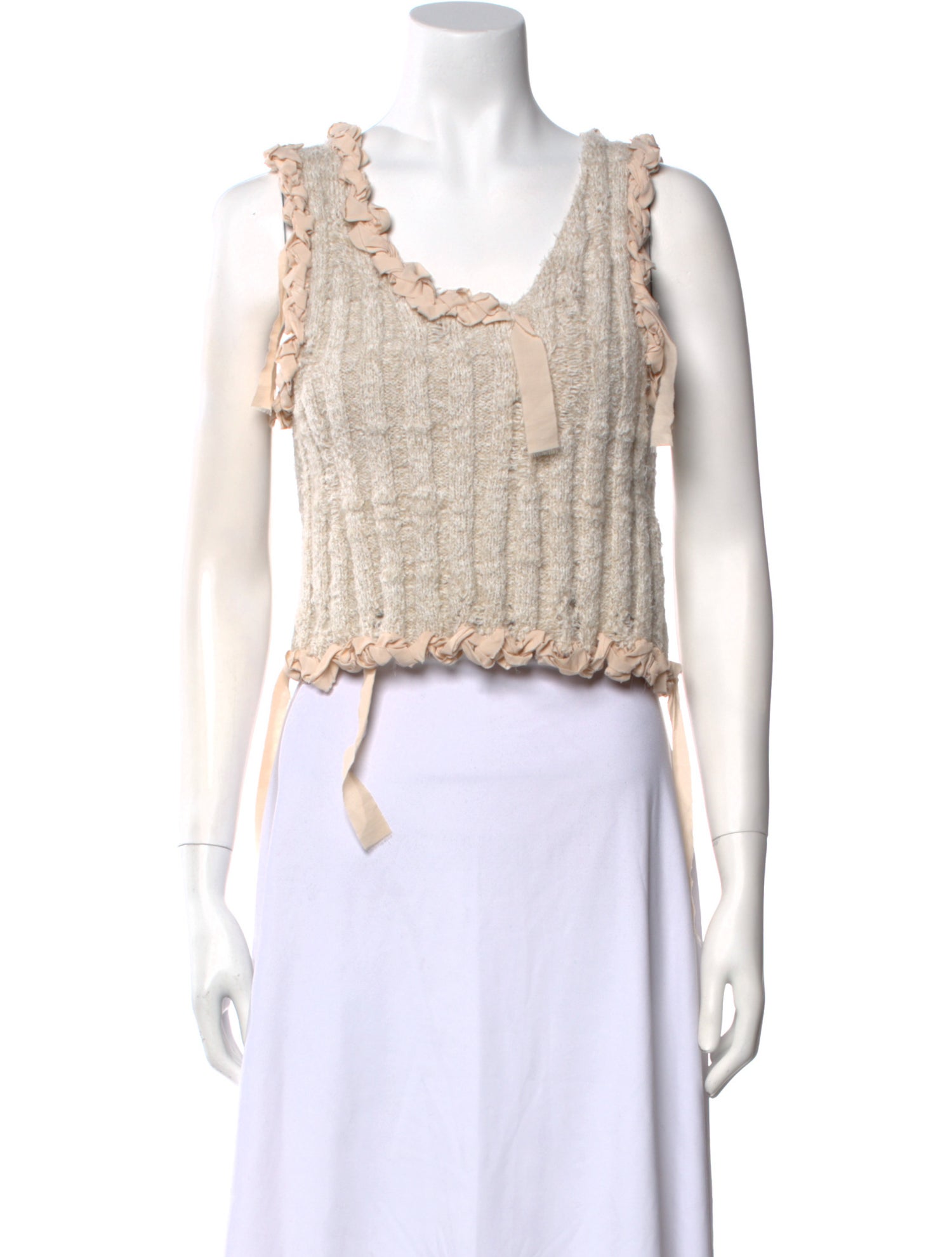 Acne Studios Tweed Pattern Scoop Neck Crop Top