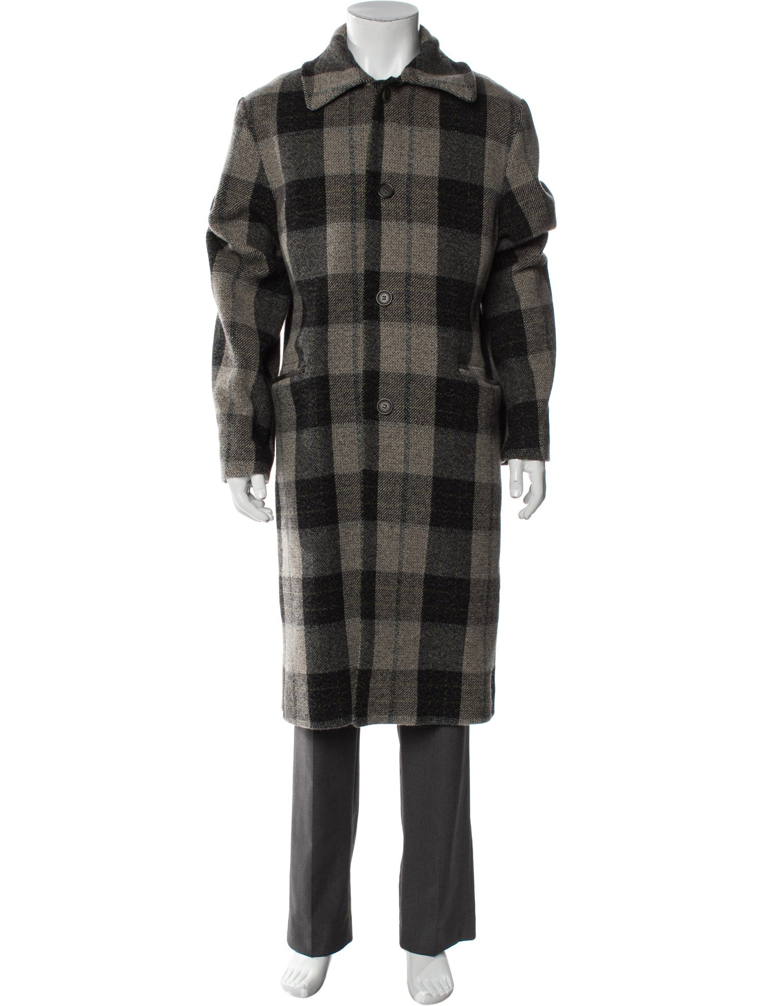 Acne Studios Wool Plaid Print Overcoat w/ Tags
