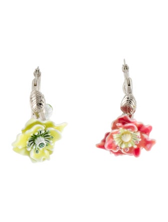 Acne Studios Enamel Flower Hoop Earrings
