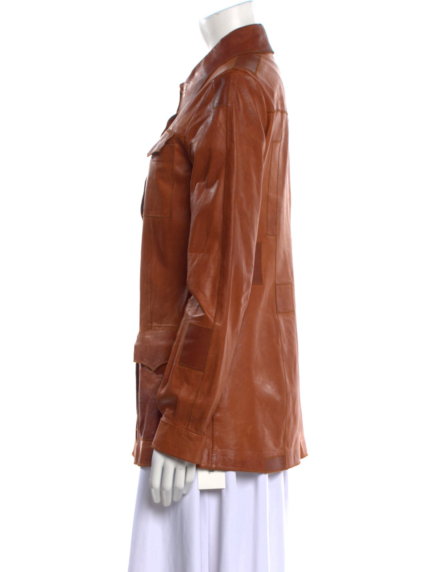 Acne Studios Lamb Leather Long Sleeve Button-Up Top