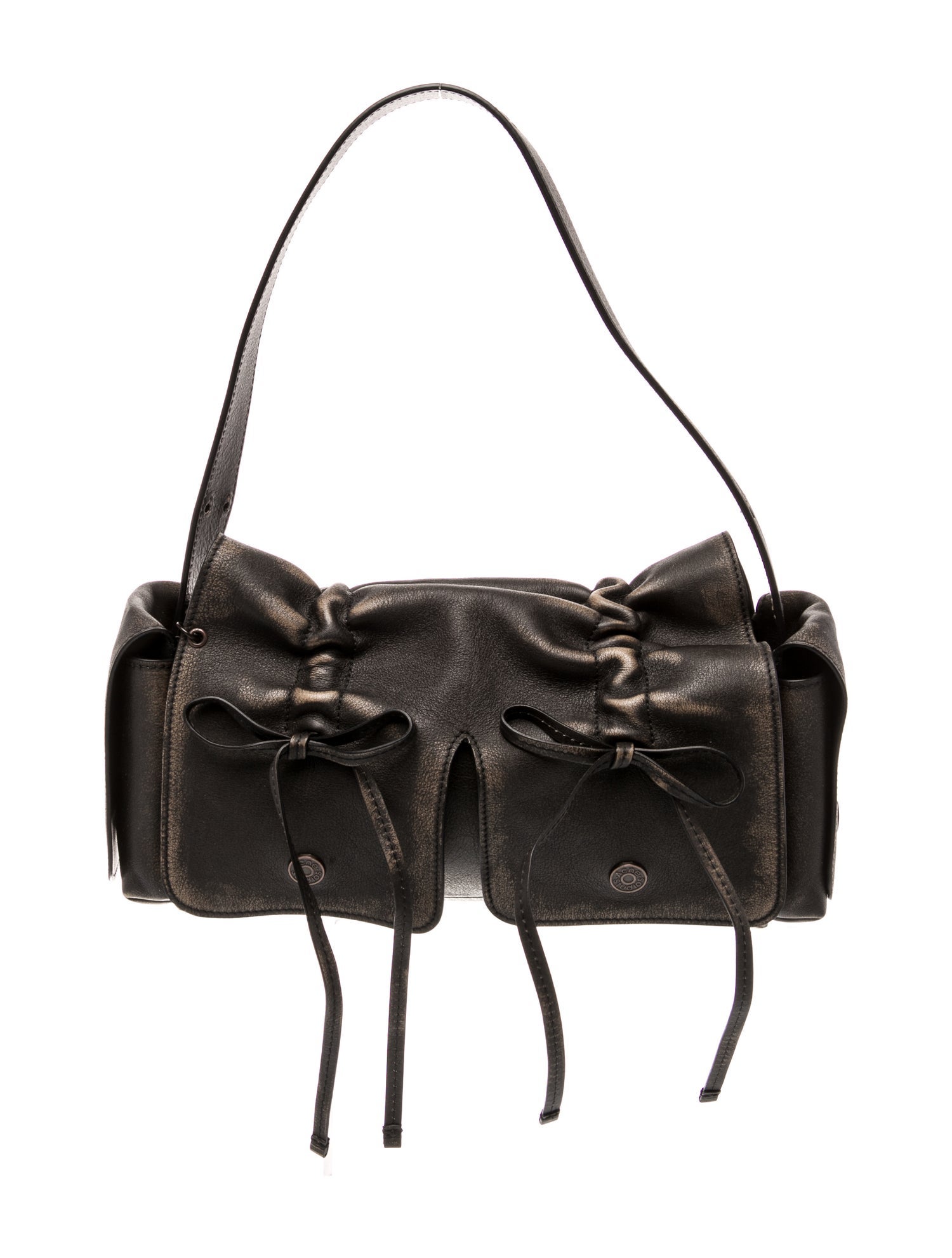 Franco Parmeggiani Croc Embossed Leather Rectangle Shoulder