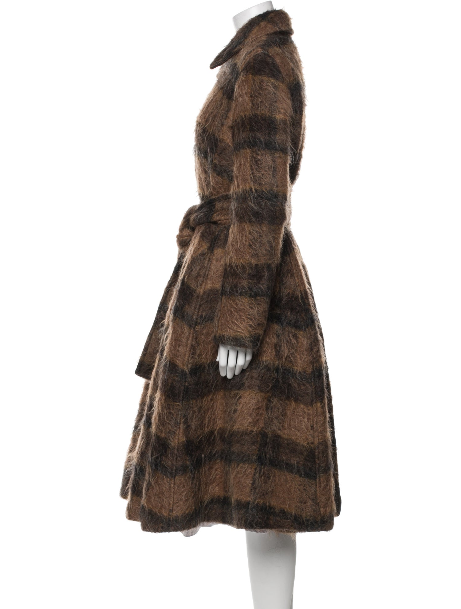 Acne Studios Alpaca Plaid Print Fur Coat