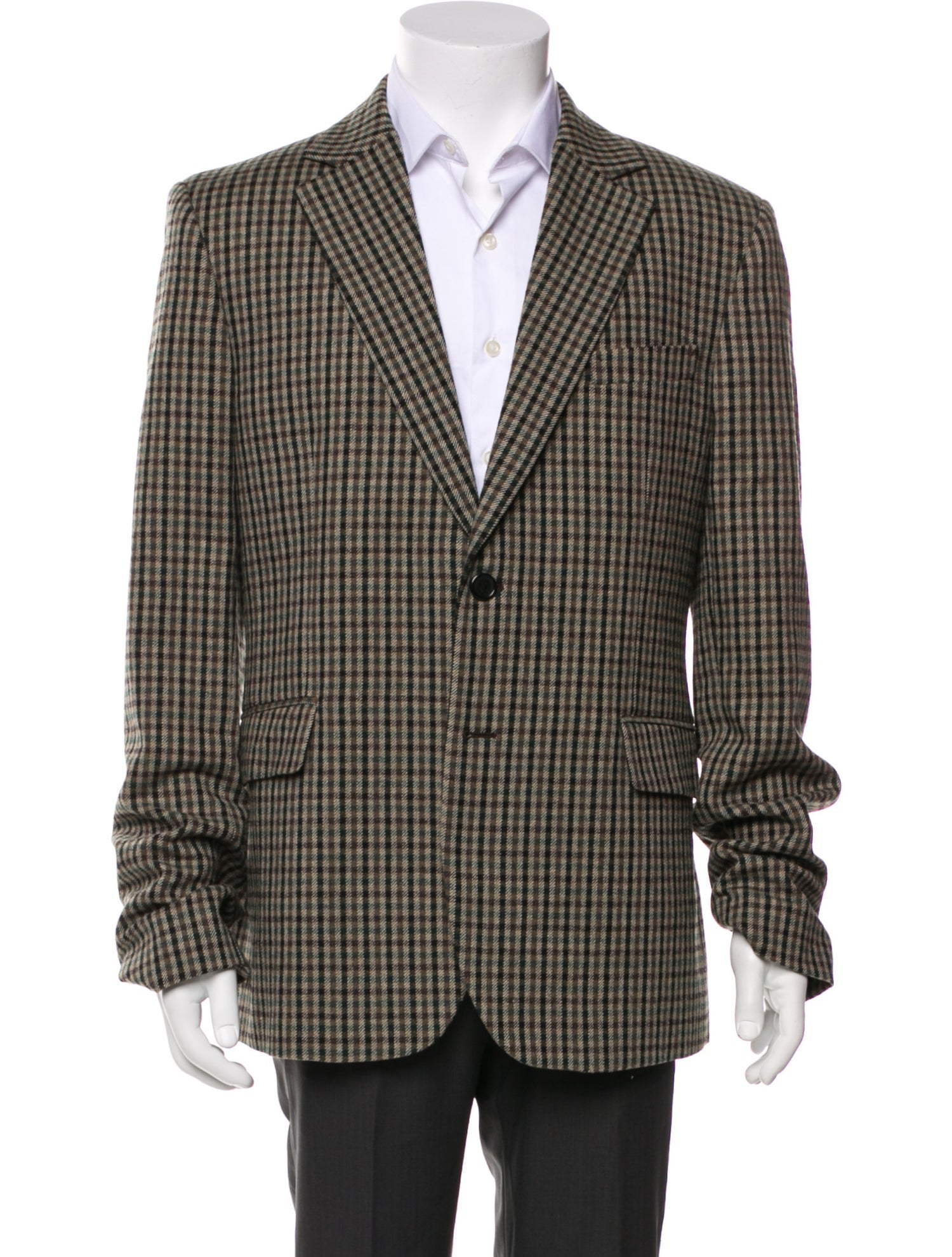 Acne Studios Wool Plaid Print Peacoat w/ Tags