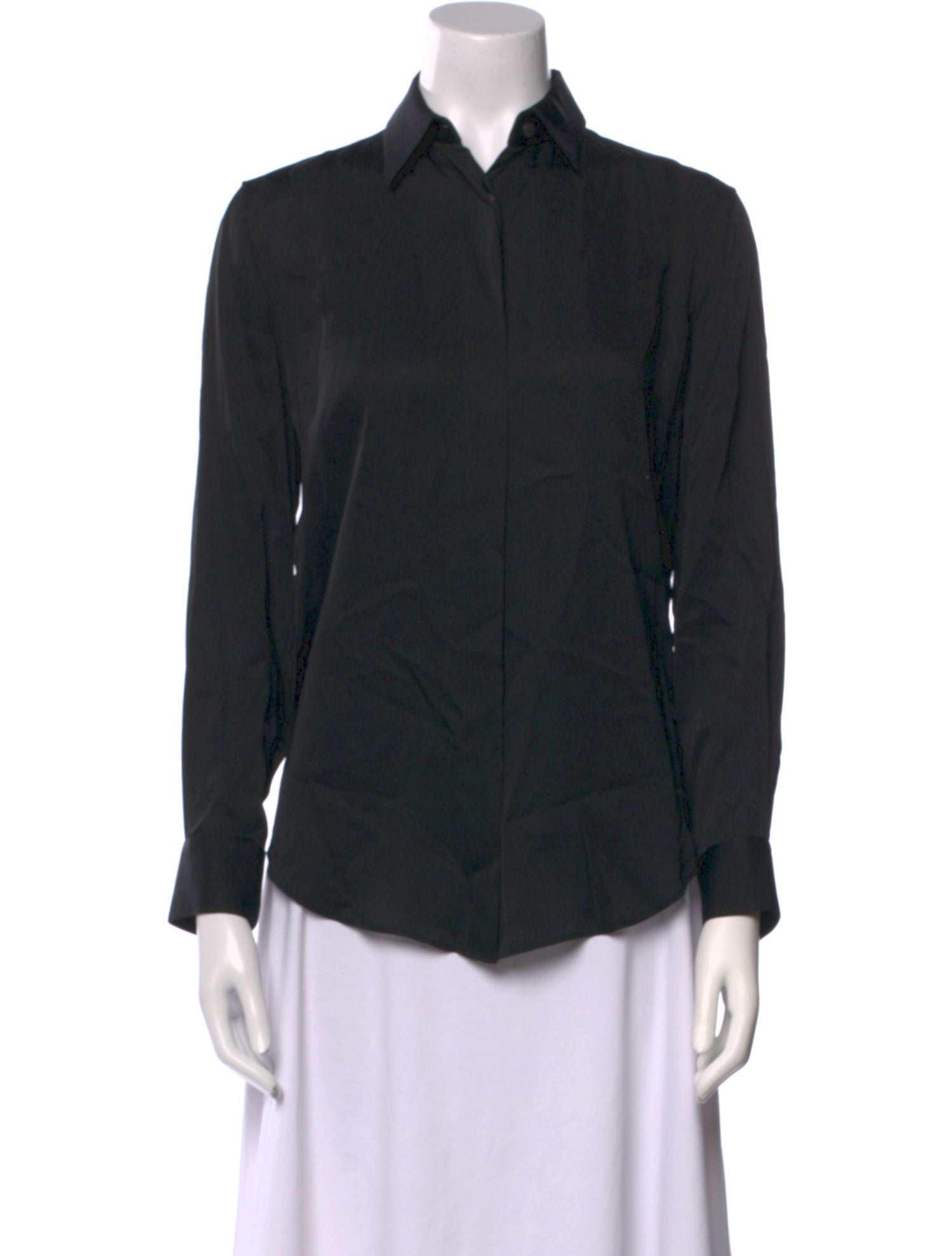 Acne Studios Silk Long Sleeve Button-Up Top