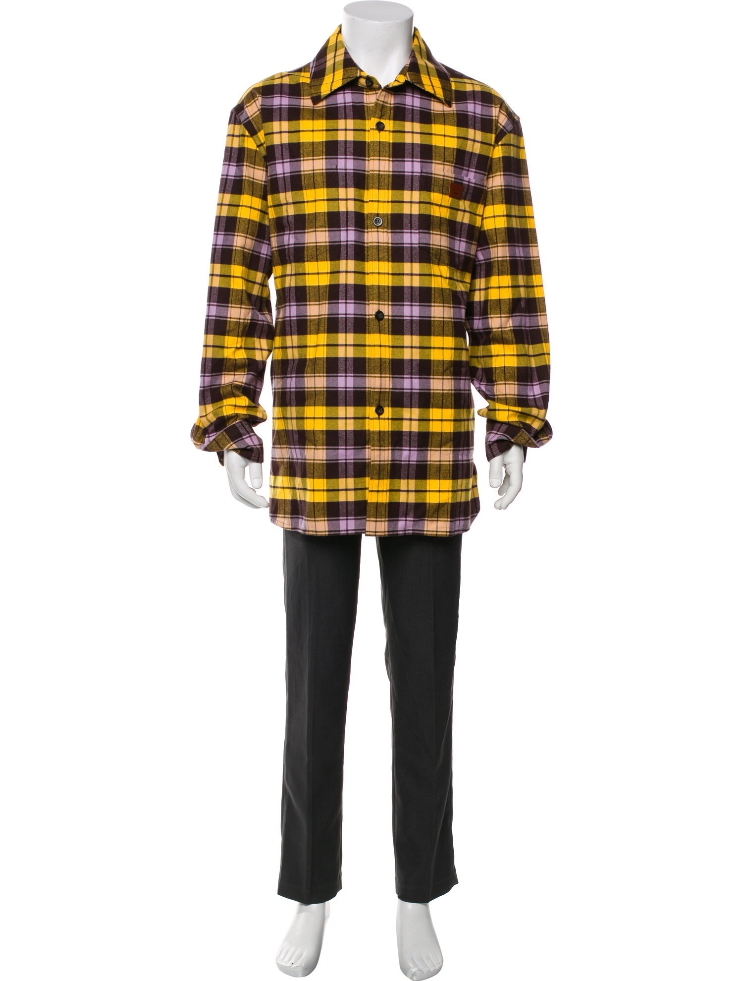 Acne Studios Plaid Print Long Sleeve Shirt