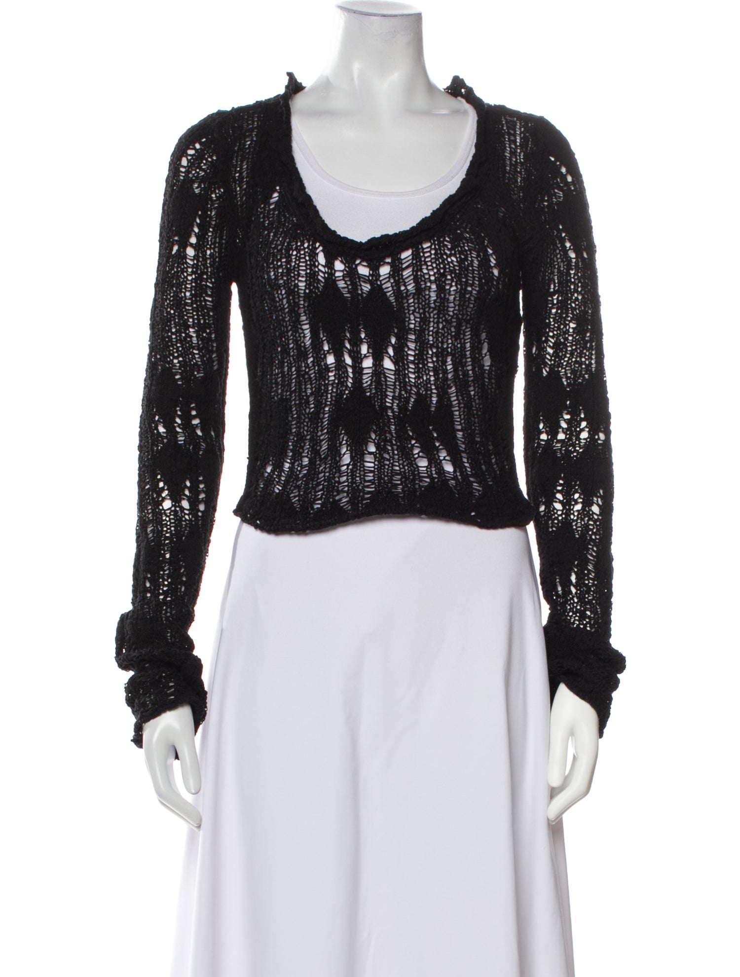 Acne Studios Scoop Neck Long Sleeve Crop Top