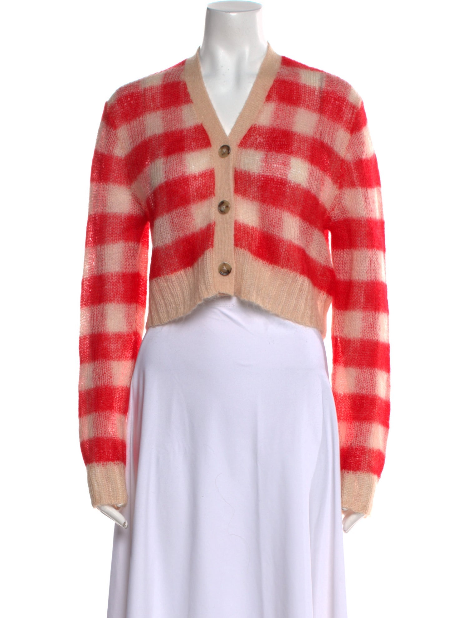 Acne Studios Plaid Print V-Neck Sweater