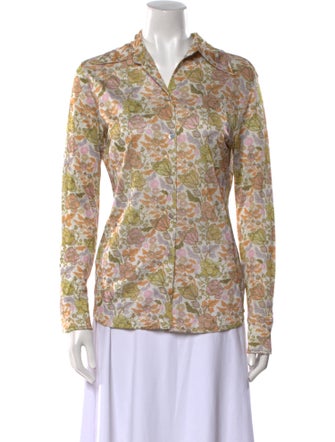 Acne Studios Floral Print Long Sleeve Button-Up Top