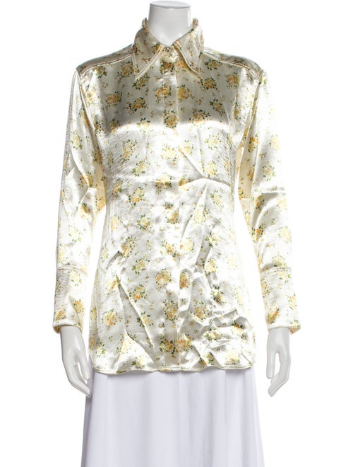 Acne Studios Floral Print Long Sleeve Button-Up Top