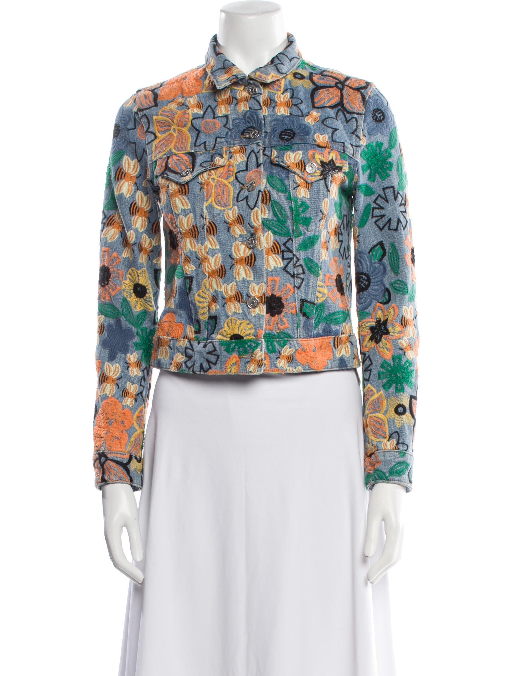 Acne Studios Floral Print Denim Jacket