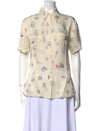 Acne Studios Printed Short Sleeve Button-Up Top