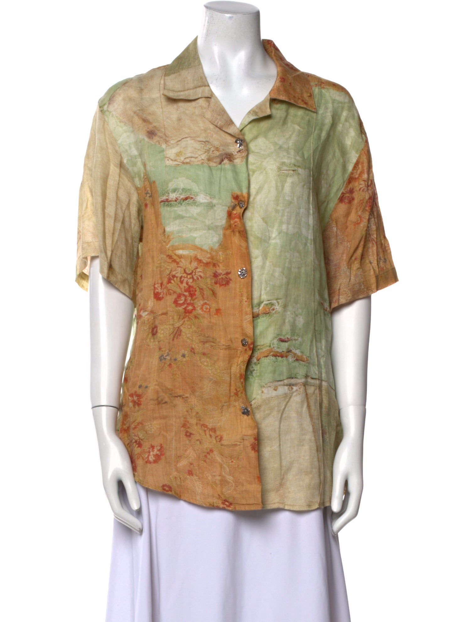 Acne Studios Linen Printed Button-Up Top