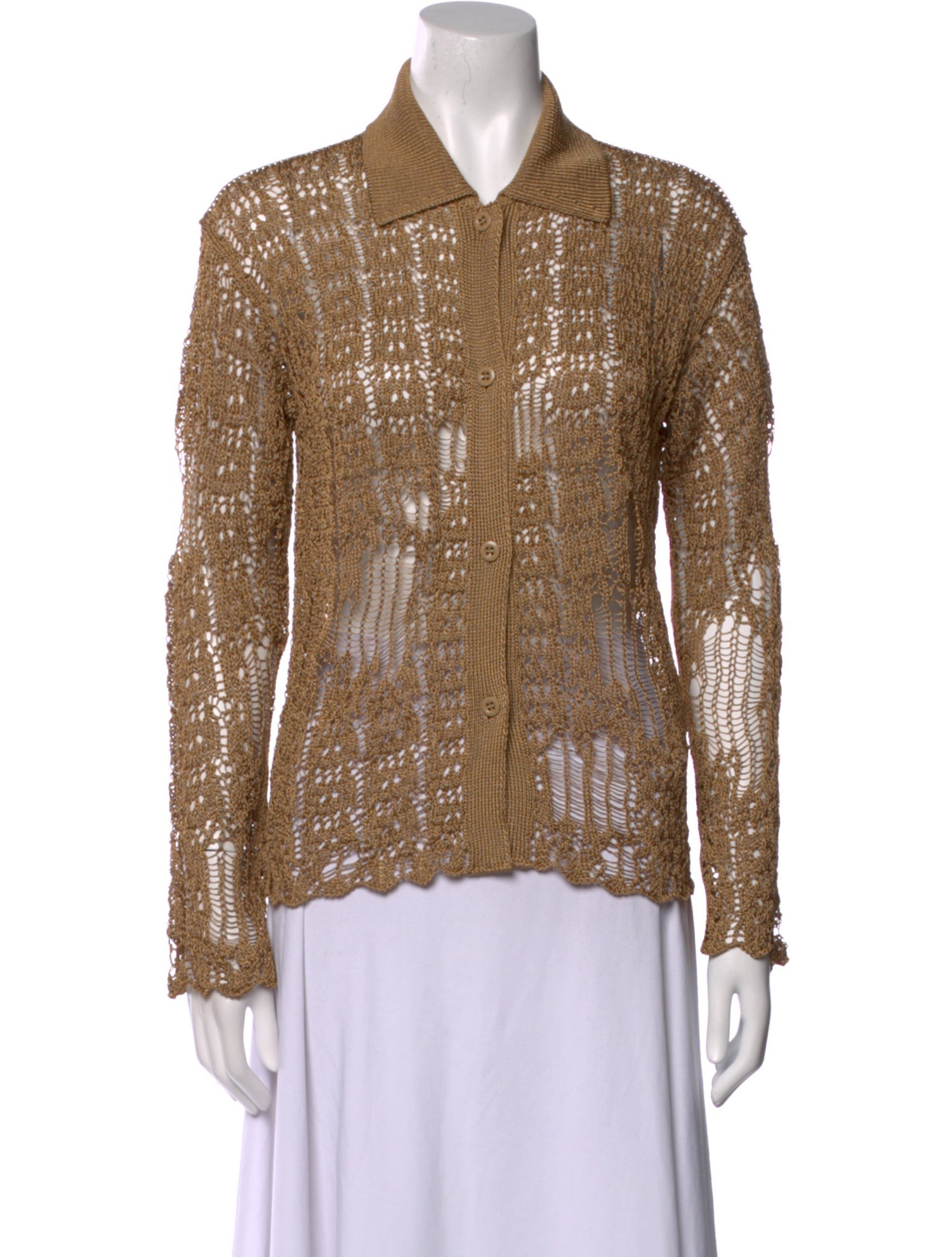 Acne Studios Lace Pattern Long Sleeve Button-Up Top