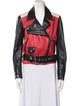 Acne Studios Leather Colorblock Pattern Biker Jacket