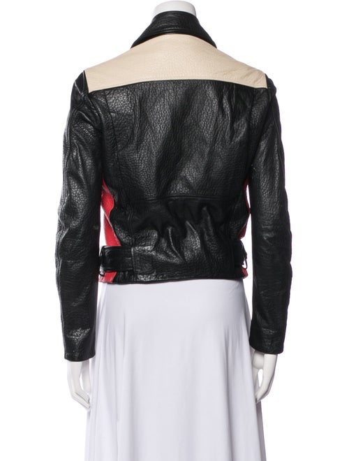 Acne Studios Leather Colorblock Pattern Biker Jacket