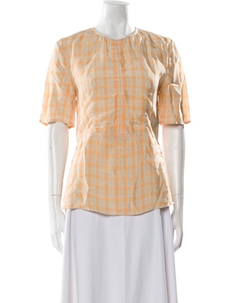 Acne Studios Plaid Print Crew Neck Top