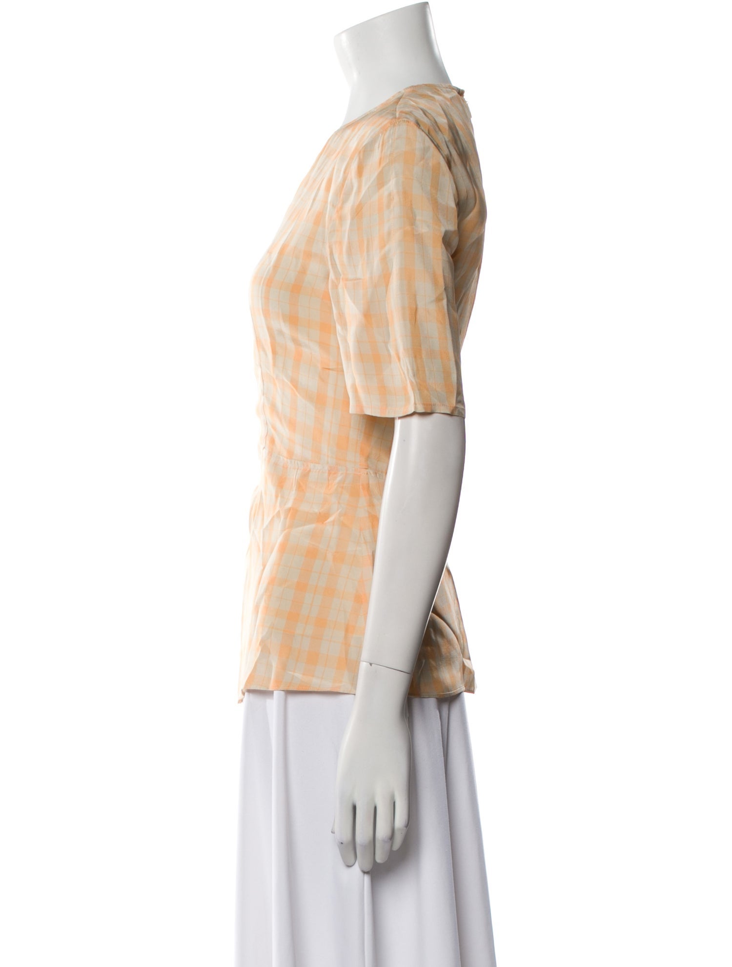 Acne Studios Plaid Print Crew Neck Top