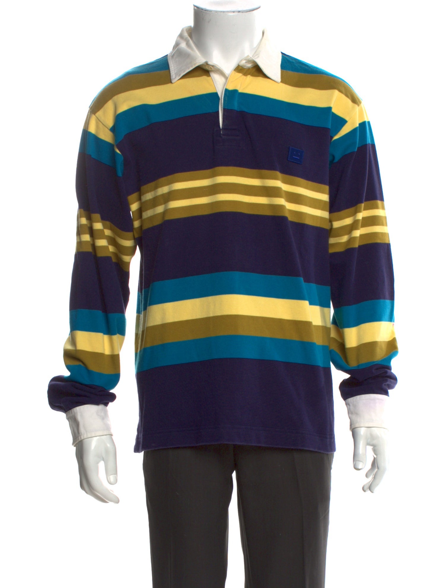 Acne Studios Striped V-Neck Polo Shirt