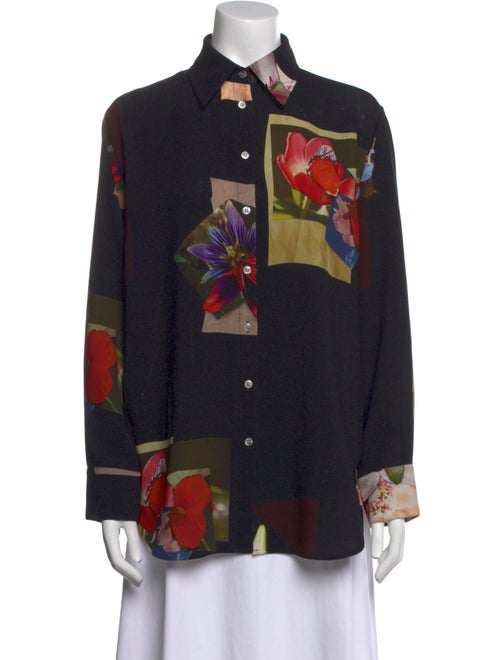 Acne Studios Floral Print Long Sleeve Button-Up Top