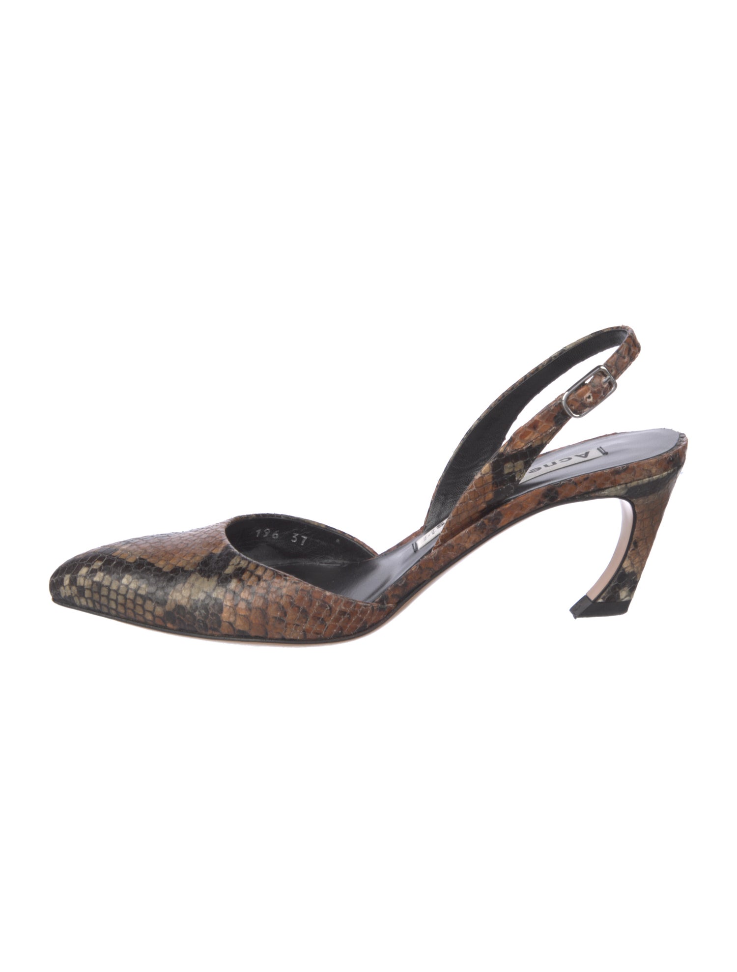 Acne Studios Snakeskin Animal Print Slingback Pumps