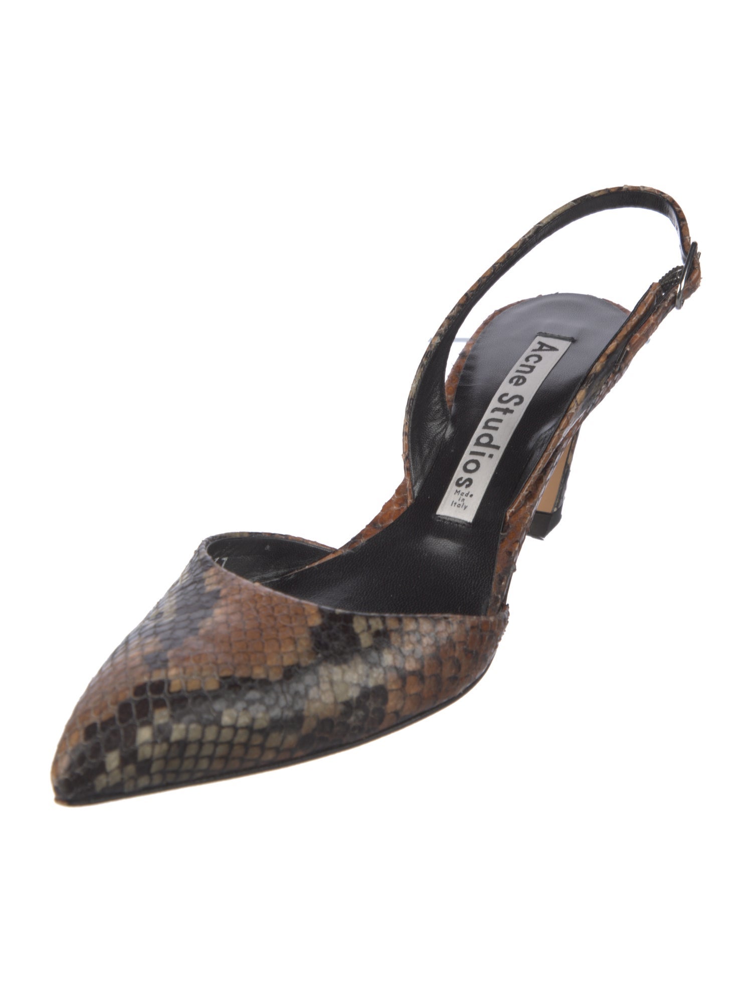 Acne Studios Snakeskin Animal Print Slingback Pumps