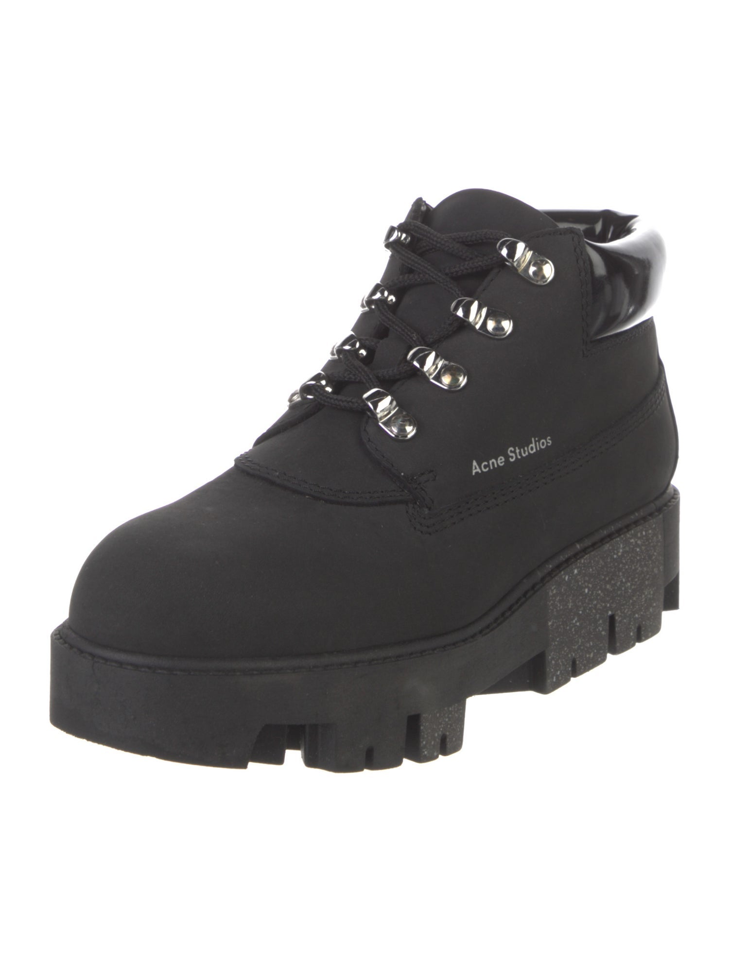 Acne Studios Leather Graphic Print Lace-Up Boots