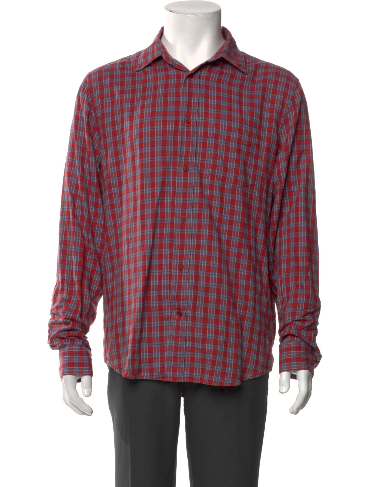 Acne Studios Plaid Print Long Sleeve Shirt