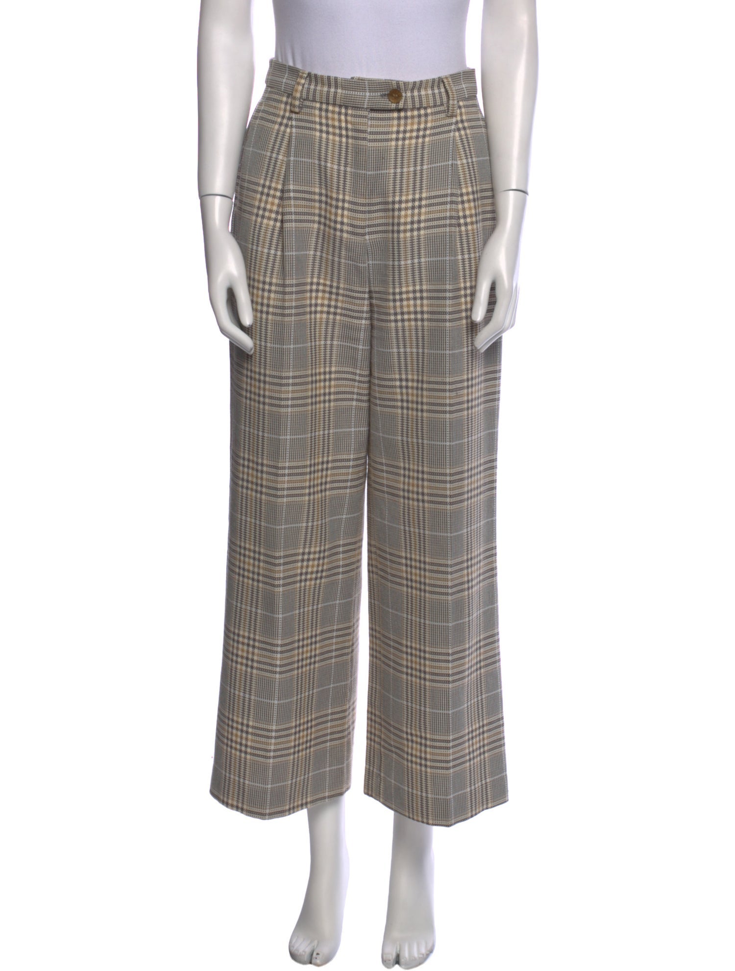 Acne Studios Plaid Print Wide Leg Pants