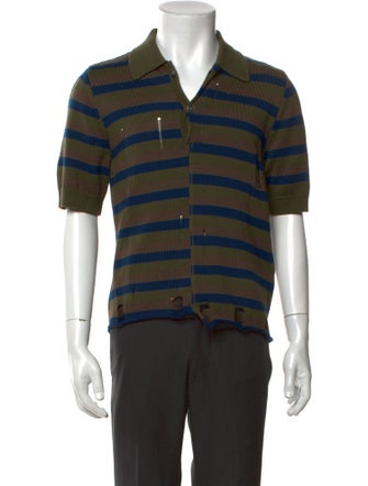 Acne Studios Striped V-Neck Polo Sweater