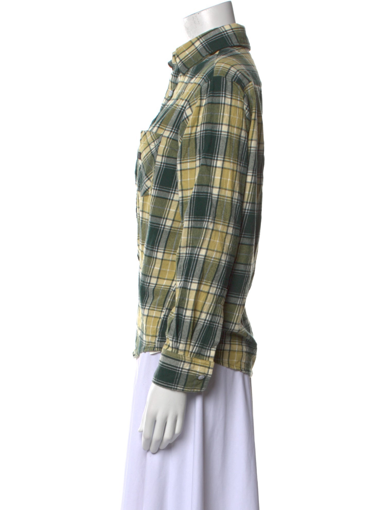 Acne Studios Plaid Print Long Sleeve Button-Up Top