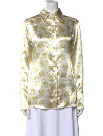 Acne Studios Floral Print Long Sleeve Button-Up Top