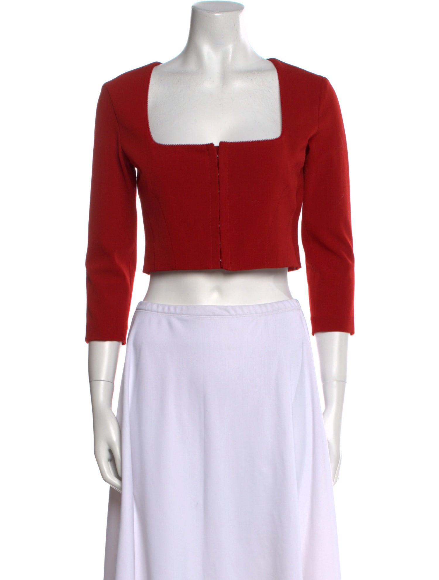 Acne Studios Square Neckline Three-Quarter Sleeve Crop Top