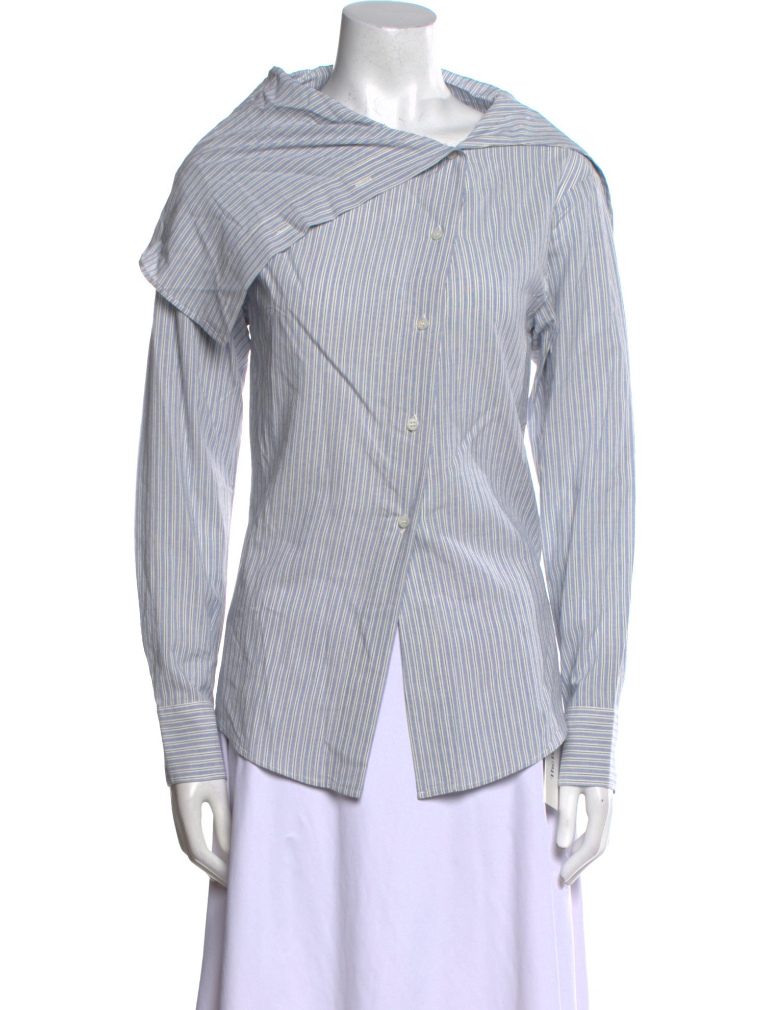 Acne Studios Striped Cowl Neck Button-Up Top