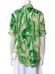 Acne Studios Printed Three-Quarter Sleeve Button-Up Top