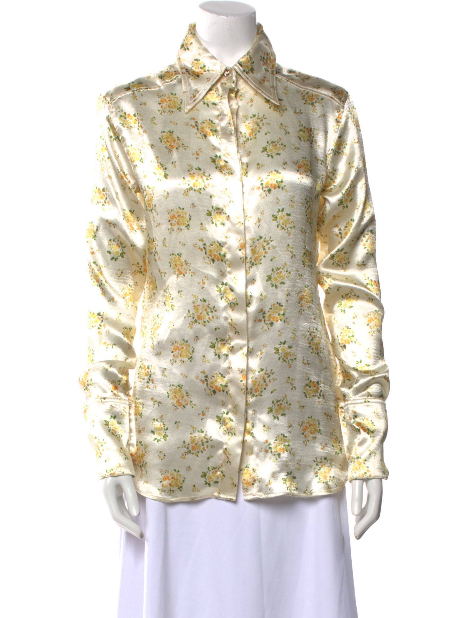 Acne Studios Floral Print Long Sleeve Button-Up Top