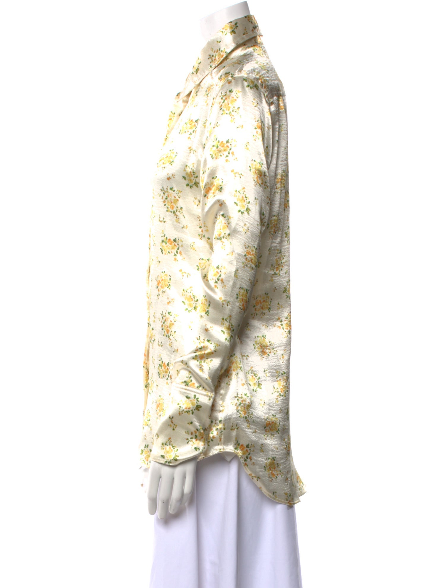 Acne Studios Floral Print Long Sleeve Button-Up Top