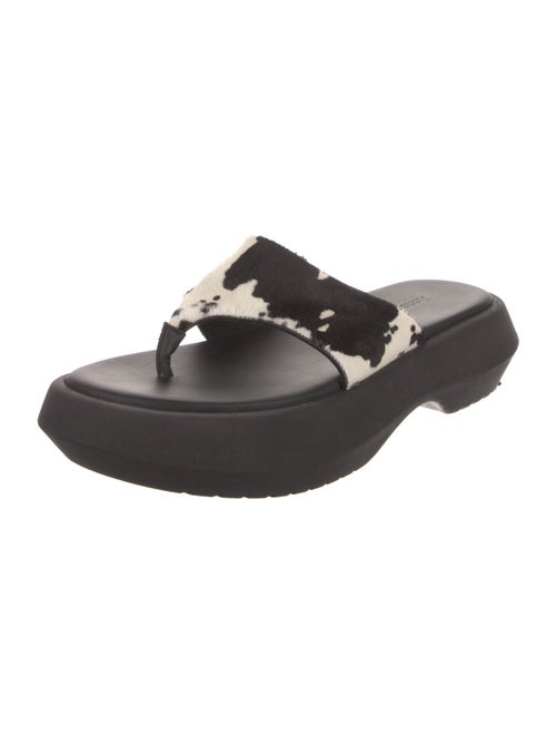 Acne Studios Ponyhair Leather Trim Embellishment Slides