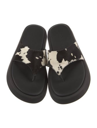 Acne Studios Ponyhair Leather Trim Embellishment Slides