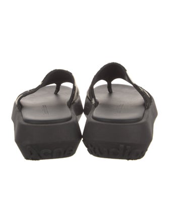 Acne Studios Ponyhair Leather Trim Embellishment Slides